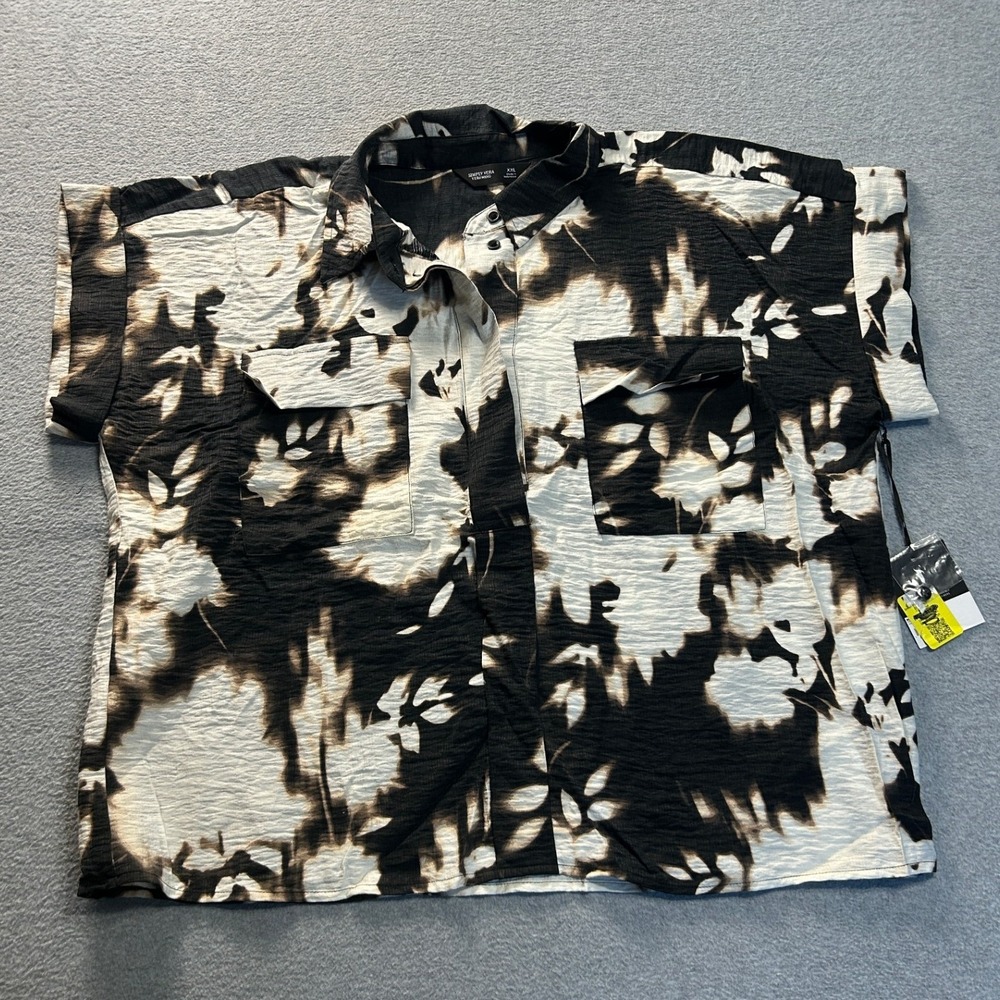 Simply Vera Vera Wang Black and White Short-Sleeve Button-Down Shirt
